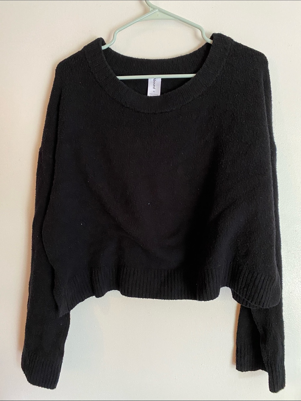 Black Cropped Crewneck Sweater